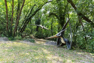 BUSSOLENGO, ITALY, 2019 July 20: lifesize reconstruction of a giant dinosaur in the Natura Viva Park, Bussolengo, Italy.