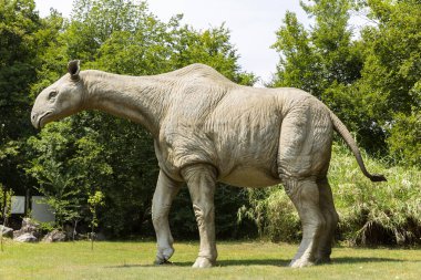 BUSSOLENGO, ITALY, 2019 July 20: lifesize reconstruction of a giant dinosaur in the Natura Viva Park, Bussolengo, Italy.