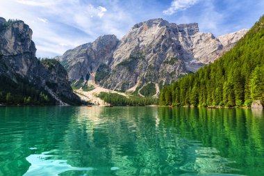 Beautiful view of Lake Braies in the province of Bolzano, South Tyrol clipart