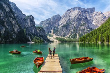 Beautiful view of Lake Braies in the province of Bolzano, South Tyrol