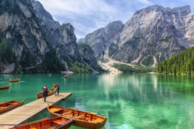 Beautiful view of Lake Braies in the province of Bolzano, South Tyrol