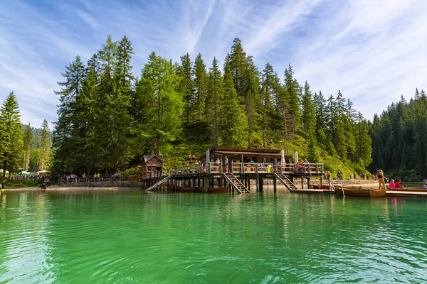 Prachtig Uitzicht Het Meer Van Braies Provincie Bolzano Zuid Tirol — Stockfoto