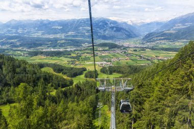 PLAN DE CORONES 2019, July 22: View from the cable car that connects Brunico to Plan de Corones, Kronplatz