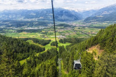 PLAN DE CORONES 2019, July 22: View from the cable car that connects Brunico to Plan de Corones, Kronplatz