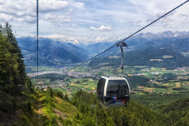 PLAN DE CORONES 2019, July 22: View from the cable car that connects Brunico to Plan de Corones, Kronplatz