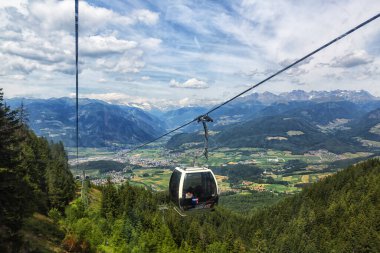 PLAN DE CORONES 2019, July 22: View from the cable car that connects Brunico to Plan de Corones, Kronplatz