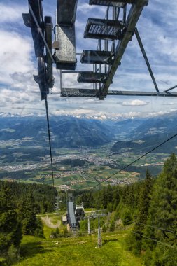 PLAN DE CORONES 2019, July 22:  View from the cable car that connects Brunico to Plan de Corones, Kronplatz
