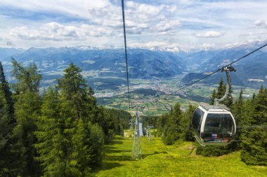 PLAN DE CORONES 2019, July 22:  View from the cable car that connects Brunico to Plan de Corones, Kronplatz