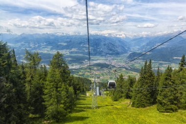PLAN DE CORONES 2019, July 22:  View from the cable car that connects Brunico to Plan de Corones, Kronplatz