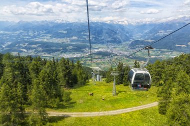 PLAN DE CORONES 2019, July 22:  View from the cable car that connects Brunico to Plan de Corones, Kronplatz