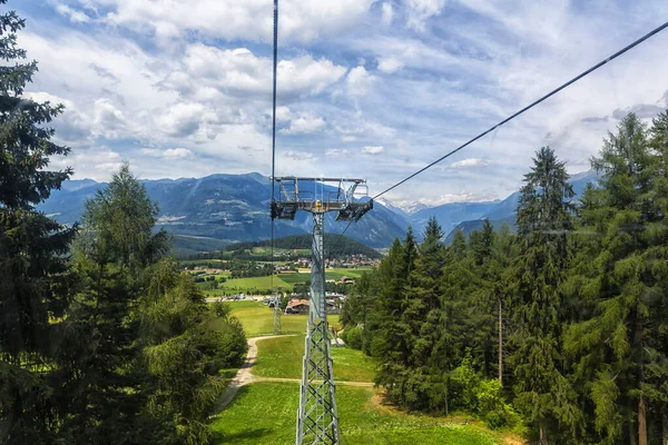 View Cable Car Connects Brunico Plan Corones Kronplatz — Foto Stock