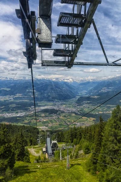 Plan Corones 2019 July View Cable Car Connects Brunico Plan — Foto Stock
