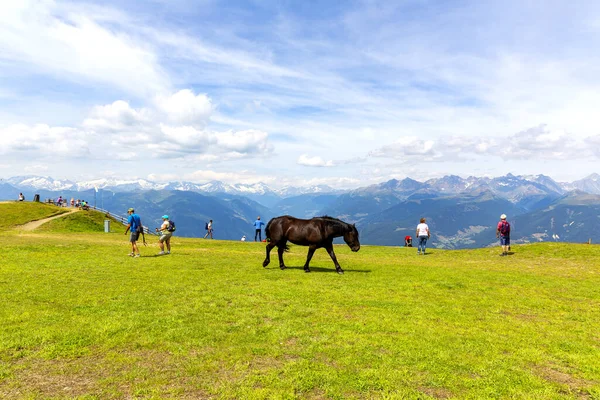 Gyönyörű Kilátás Nyílik Kronplatz Plan Corones Hegyvonulattal Háttérben Olaszország — Stock Fotó