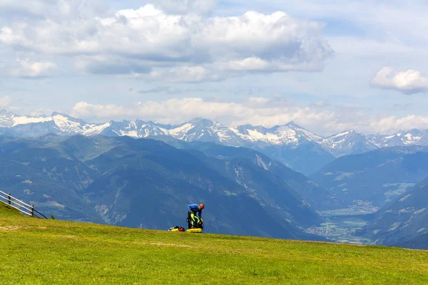 Gyönyörű Kilátás Nyílik Kronplatz Plan Corones Hegyvonulattal Háttérben Olaszország — Stock Fotó