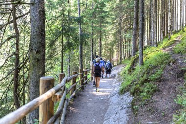 Güney Tyrol, İtalya 'daki San Francesco yolu ve Riva şelaleleri.