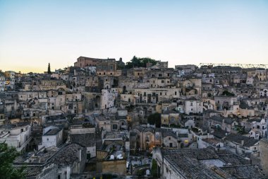 Matera 'nın güzel manzarası. Basilicata şehri. UNESCO Mirası
