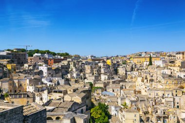 Matera 'nın güzel manzarası. Basilicata şehri. UNESCO Mirası