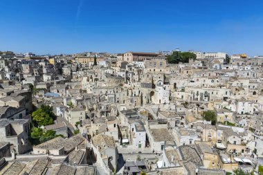 Matera 'nın güzel manzarası. Basilicata şehri. UNESCO Mirası