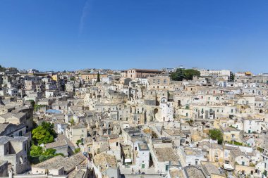 Matera 'nın güzel manzarası. Basilicata şehri. UNESCO Mirası