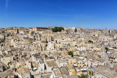 Matera 'nın güzel manzarası. Basilicata şehri. UNESCO Mirası