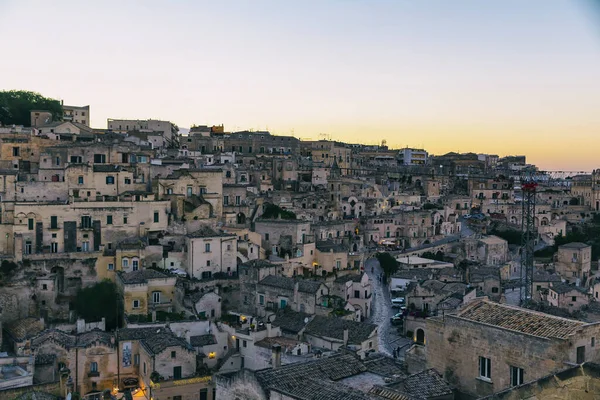 Matera 'nın güzel manzarası. Basilicata şehri. UNESCO Mirası
