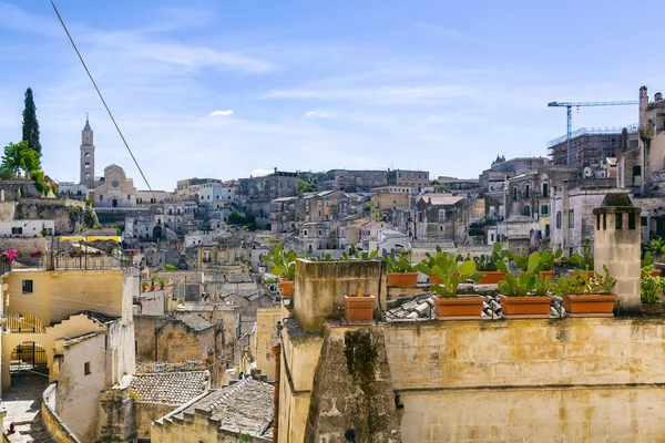 Matera Nın Güzel Manzarası Basilicata Şehri Unesco Mirası — Stok fotoğraf