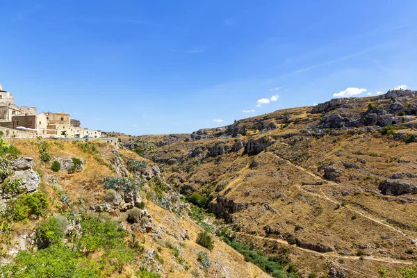 Schöne Aussicht Auf Matera Stadt Der Basilikata Unesco Weltkulturerbe — Stockfoto