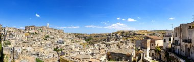 Matera 'nın güzel manzarası. Basilicata şehri. UNESCO Mirası