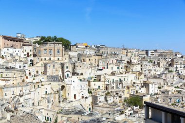 Matera 'nın güzel manzarası. Basilicata şehri. UNESCO Mirası