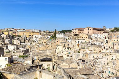 Matera 'nın güzel manzarası. Basilicata şehri. UNESCO Mirası