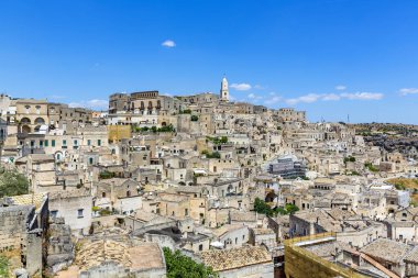 Matera 'nın güzel manzarası. Basilicata şehri. UNESCO Mirası