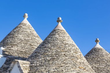 Alberobello, Puglia, İtalya. Trulli kentsel manzarası, bu bölgenin orijinal ve antik evleri