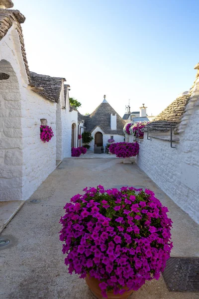 Alberobello, Puglia, İtalya. Trulli kentsel manzarası, bu bölgenin orijinal ve antik evleri