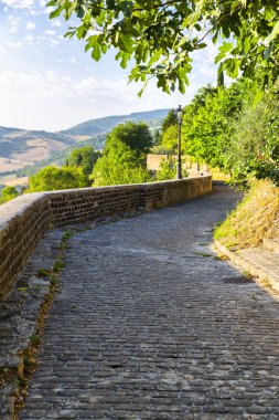 Marche bölgesinde, Ancona ilindeki Serra San Quirico kasabasının manzarası.