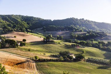Marche bölgesinde, Ancona ilindeki Serra San Quirico kasabasının manzarası.