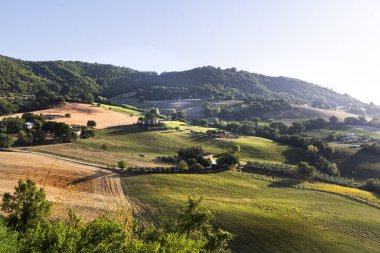 Marche bölgesinde, Ancona ilindeki Serra San Quirico kasabasının manzarası.