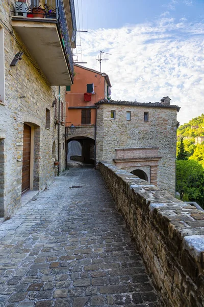 Kilátás Kis Város Serra San Quirico Ancona Tartományban Marche Régióban — Stock Fotó