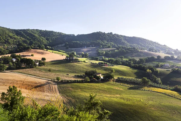 Marche bölgesinde, Ancona ilindeki Serra San Quirico kasabasının manzarası.