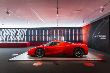 MARANELLO, İTALYA 2021, 10 Ağustos: Ferrari Müzesi Maranello, Modena, Emilia Romagna