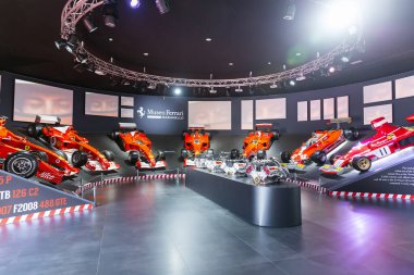MARANELLO, İTALYA 2021, 10 Ağustos: Ferrari Müzesi Maranello, Modena, Emilia Romagna
