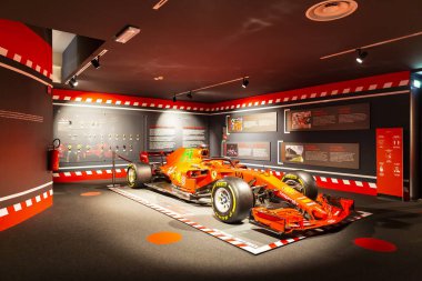 MARANELLO, İTALYA 2021, 10 Ağustos: Ferrari Müzesi Maranello, Modena, Emilia Romagna