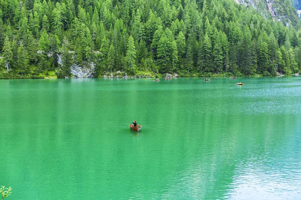 Lago Braies Beautiful Lake Dolomites South Tyrol Ital — Stock Photo, Image