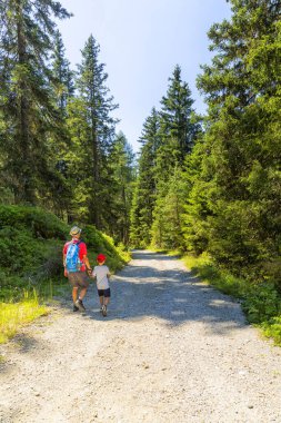 Güney Tirol, İtalya 2022, 12 Ağustos, Güney Tyrol 'daki muhteşem dağ yürüyüşü rotası. Güzel doğal manzaralar. Doğa ve spor