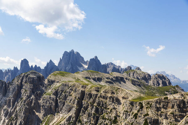 The Three Peaks of Lavaredo, symbol of the Dolomites in South Tyrol. Italy