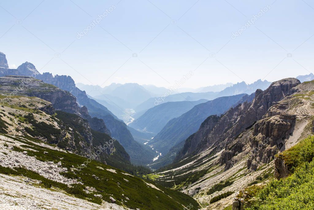 The Three Peaks of Lavaredo, symbol of the Dolomites in South Tyrol. Italy
