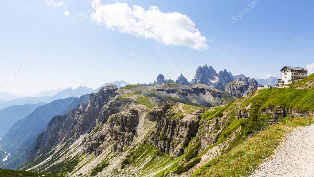 The Three Peaks of Lavaredo, symbol of the Dolomites in South Tyrol. Italy