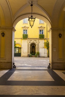 Beautiful view inside a palace in Rome, Italy