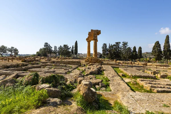 Agrigento Archaeological Park Valley Temples Sanctuary Chthonic Divinities Temple Dioscuri — Stok fotoğraf