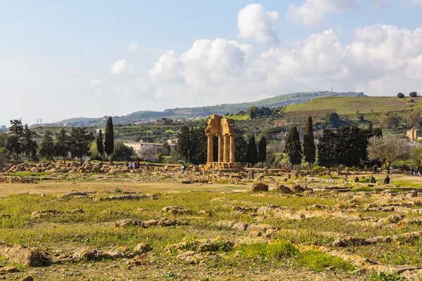 Agrigento Archaeological Park Valley Temples Sanctuary Chthonic Divinities Temple Dioscuri — Fotografia de Stock