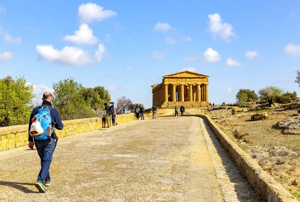 Agrigento Talya 2022 Şubat Konkordiya Tapınağı Agrigento Tapınaklar Vadisi Arkeoloji — Stok fotoğraf